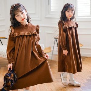 Swobodne sukienki nastoletnie ubrania dla dziewcząt dziewczyny koreańskie zabytkowe jesień dzieci w stylu francuska księżniczka sukienki dla dzieci strój od 14 do 15