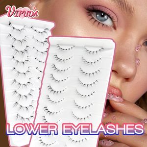 False Eyelashes 10Pairs Lower Pack Under Eye Lashes Soft 100% Handmade Clear Band Manga Bottom Makeup Tools 231017