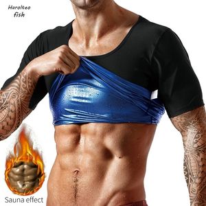 Midja mage shaper män bastu kostym skjorta formade svett body shaper väst smalare bastur komprimering termisk topp fitness träning midja 231018