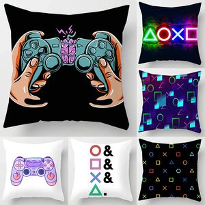 Cuscino Cuscino decorativo 45x45 cm Gioco TV Fan Style Federa quadrata Decorazioni per la casa Fodera per cuscino Design anime Gamer Play Gamepad Federe stampate 231017