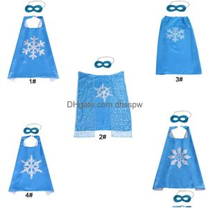 Snowfake Costumes Cape With Mask Princess Dress Up Kids 3-10 Years Old Double Layer Children Capes Birthday Party Favors Christmas