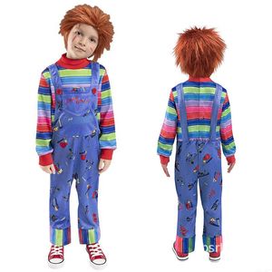 Cosplay Anime Chucky Cosplay Traje Horror Assustador Criança Play Boy Macacões Presente de Halloween para Crianças Meninas Festa de Natal Cos Trajes 231017