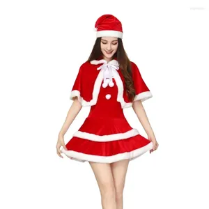 Women's Tracksuits Santa Clauses Sweeties Costume Adult Christmas Lace Up Shawl Cape Red Corsets Dress And Hat Set