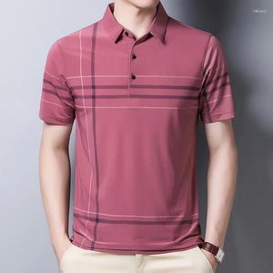 Męskie koszule T Summer Solid Color Polo Shirt Men Ice Silk krótkie koszulka z krótkim rękawem Szybkie suche biznesowe