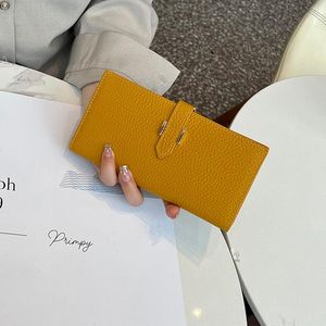 Factory wholesale ladies shoulder bag 13 colors elegant solid color leather wallet Candy-colored embossed lychee pattern women long wallet folding short purse 6905#