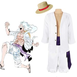 Luffy Cosplay Costumesアニメコスプレホワイトシャツパンツハットスーツハロウィーンカーニバルパーティー衣装