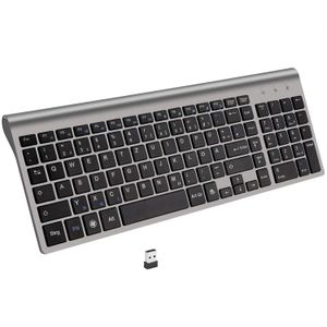 Teclado cobre alemão qwertz layout ultra fino 101 teclas multimídia sem fio baixo ruído 2.4g para windows 7 10 android tv box 231018