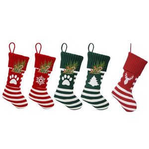 クリスマスの装飾19インチ犬の足の雪だるま編みストッキング暖炉吊り下げられたクリスマス農家の装飾用飾りパーティーholi dhxwo