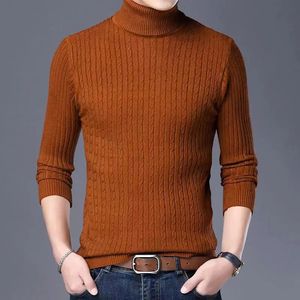 メンズのセーターファッション編み男性のために編み冬のウールタートルネック長袖トップスリムなハイネックセーターソリッドカラー衣類231017