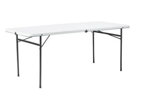 Móveis de acampamento 6 pés bi-dobra mesa dobrável de plástico branco mesa de piquenique conjunto de mesa de acampamento dobrável 231018