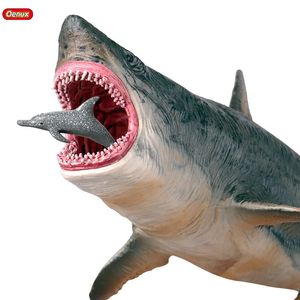 Action Toy Figures Oenux Savage Marine Sea Life Megalodon Action Figur Classic Ocean Animals Big Shark Fish Model PVC Collection Toy for Kids Gift 231018