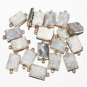 Pendant Necklaces Natural White Crystal Cluster Raw Stone Electro Plated Pack With Gold Edge Connector Hand Charms Necklace Accessory 8Pcs