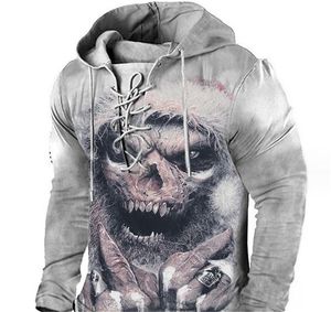 Dostosowane koszulki Polos 021 Fierce Skull Print Bluza luźna sweter z długim rękawem płaszcz
