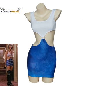 Film di cosplay Pretty Woman costume abito viviano Metal Oring blu cravatta blu abito ritaglio Vivienne Pretty Lady Costume Halloween Abito da festa di Halloween