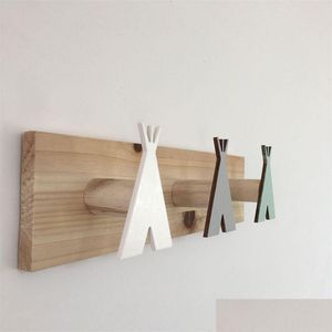 Hooks Rails Nordic Wood Tent Wall Decorative Hook Kids Room Decorations Ornament Baby Clothing Hanger Rack Gifts Crafts Drop de Dhfat