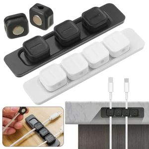 Storage Holders Racks Self adhesive Silicone Magnetic Cable Organizer DIY USB Cables Holder Flexible Desktop Clips for Mouse Wire 231017