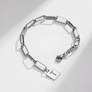 Link pulseiras hiphop a z alfabeto masculino pulseira na moda aço inoxidável 26 letra inicial tag pulseira mão corrente rock punk moda