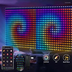 ストリング400 LEDスマートカーテンライト2x2/3x3m DIYアプリストリング画像テキストディスプレイフェアリーガーランド