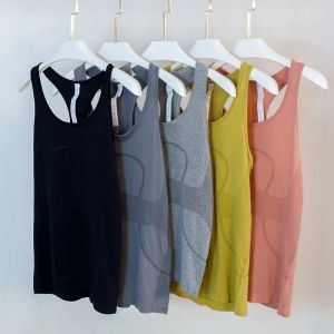 LU23 Snabbt teknisk anpassning Tank Summer Womens Vests Tanks ärmlösa snabbtorkande svettbsorberande andningsbara Camis stickad hudvänlig fitness sport topp yoga väst