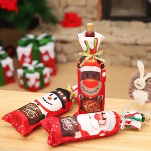 Christmas decorations festive home dining tables wine decorative items printed cartoon red wine bottle sets