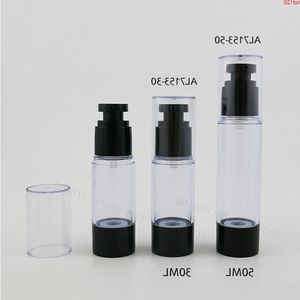 30 x 30 ml 50 ml bottiglia di plastica airless di bellezza ricaricabile con pompa nera coperchio trasparente contenitori per crema da 1 ozgood Pxepn