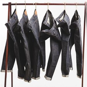 Maden męskie 15 unz Raw Sinvedge Denim dżinsy regularne proste dopasowanie japoński styl nieumyte dżinsy 210318298p