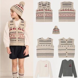 Pullover Baby Girl Winter Cloths Mrne Autumn Rainbow Sweater Cherry Cherry Cute Long Sleeve Cardigan Kids Wool Coat Tops 231017