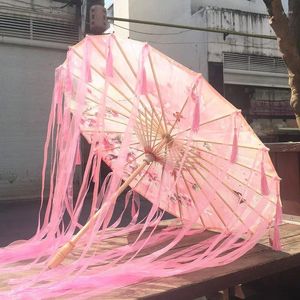 Umbrellas Satin Cloth Women Umbrella Japanese Cherry Blossoms Ancient Dance Decorative Chinese Style Oil Paper