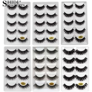 Cílios Falsos 5 Pares Multipack 3D Mink Lashes Handmade Wispy Fluffy Long Natural Eye Maquiagem Ferramentas G806 231017