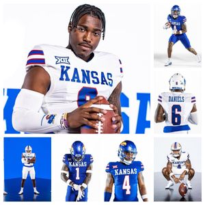 2023 Kansas Jayhawks Football Jersey Mens College Football Jersey Polyester Navy Blue 9 Jason Bean 25 Dylan McDuffie 23 Mason Ellis 47 Jared Casey 54 Michael Ford Jr9 5