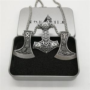 Kolye Kolyeleri Keçi Çekiç Kuzgun Rune Balta Kolye Erkekler Collier Viking Pagan Jewelry221l