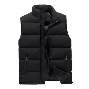 Mäns västar 3607 Black Blue Green Autumn Winter Vest Coat Men Warm Slim Plus Size Jacket Stand Collar Sleeveless Bodywarmer 231018