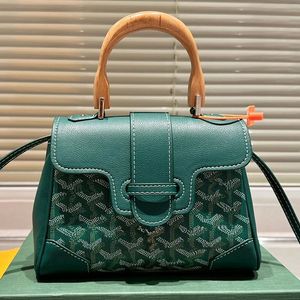 Mini bolsa de sacola de bolsa de bolsa bolsa verde saco clássico de couro genuíno crossbody com alça de madeira alça de luxo para homens wonen bolsas de viagem bolsa de embreagem de ombro