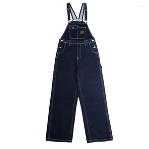 Calças masculinas denim macacão calças retro listrado cowboy macacão ao ar livre trekking suspensórios de perna larga para o sexo masculino