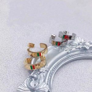 Half circle designer branded G stud 316L Stainless Steel 18k Gold silver rose women engrave hoop earrings girls wedding jewelry