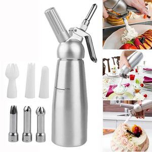 Baking Pastry Tools Stainless Steel Cream Flower Drawing Gun Siphon Whipped Cream Foamer Gun Whipper Chantilly Dispenser for Coffee Cake Pull Flower 231018