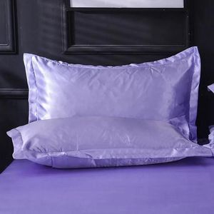 2pcs/set Solid Color Silk Pillow Cases Double Face Pillowcase Summer High Quality Silk Satin Pillow Cover Bedding Supplies TH1176