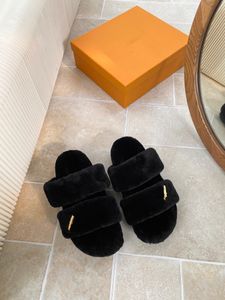 Pillow Flat Comfort Mule Slipper Wool Designer Slides Sandals Wool Men Leather Sandal Sunset Flat Rubber Outsole Slide