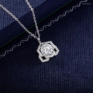 Catene Selezione lucida Collana in argento sterling S925 Rose One Mosan Diamond Ciondolo semplice e versatile