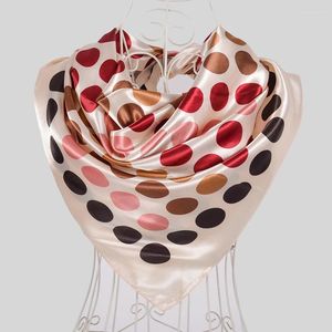 Scarves BYSIFA Winter Men Women Black Khaki Pink Silk Scarf 90 90cm All-Match Pollka Dot Big Square Wraps Muslim Headkerchief