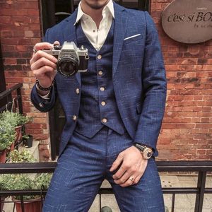 Men's Suits Mens 3 Piece Royal Blue Suit Wedding For Men 2023 Party Dress Tuxedo Groom