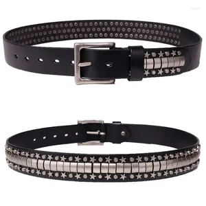 Belts Men Fashion Genuine Leather Rivet Belt Pin Buckle Studded Women Trendy Waistband Punk Hip Hop Strapon Brand Designer Leash