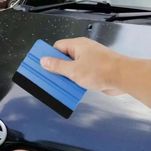 Estilo de fibra carbono vinil janela removedor gelo escova limpeza lavagem raspador carro com feltro rodo ferramenta filme embrulho acessórios