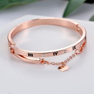 Rosguld rostfritt stål armband armband kvinnliga hjärta för evigt kärlek märke charm armband för kvinnor berömda smycken3274