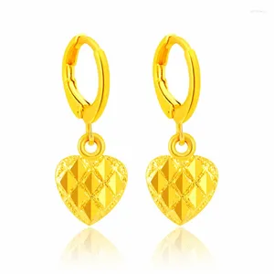 Brincos de argola SAIYE flor de carro em forma de coração 24k banhado a ouro para mulheres joias de casamento presentes JE023