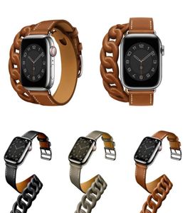 Strap for Watch 1/2/3/4/5/6/SE/7 Generation Premium Leather Business Double Tour Bracelet iWatch (40mm 44mm)9952743