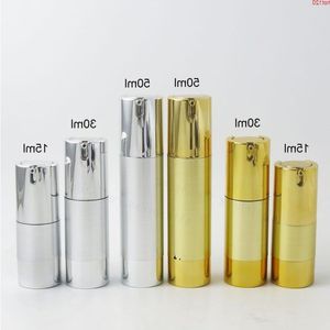 12 x 15ml 30ml 50ml Aluminum Airless lotion Pump Bottle 1OZ Container 30ML Lotion Packaging Gold Silver Colorgood Hradi
