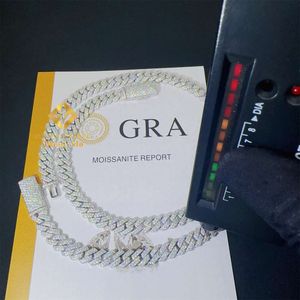 Najlepiej sprzedający się 8 mm dwa rzędy mrożone man man bioder biżuteria gra certyfikaty Pass Tester Diamond VVS1 Moissanite Cuban Link Sain Mężczyźni