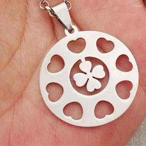 Pendant Necklaces 12 Pieces Clover Grass Stainless Steel 4 Leaf Clovers Charms For Diy Necklace Jewelry Component Wholesale