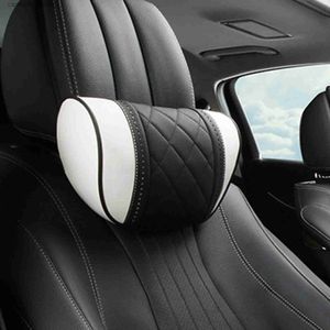 Sittdynor Nappa Leather Car Neck Kudde för Mercedes-Maybach S-Class nackstöd Bil Travel Baksätet Support Kudde Interiör Tillbehör Q231018